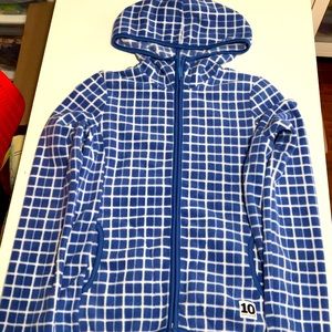 Blue Checkered Fleece Hoodie